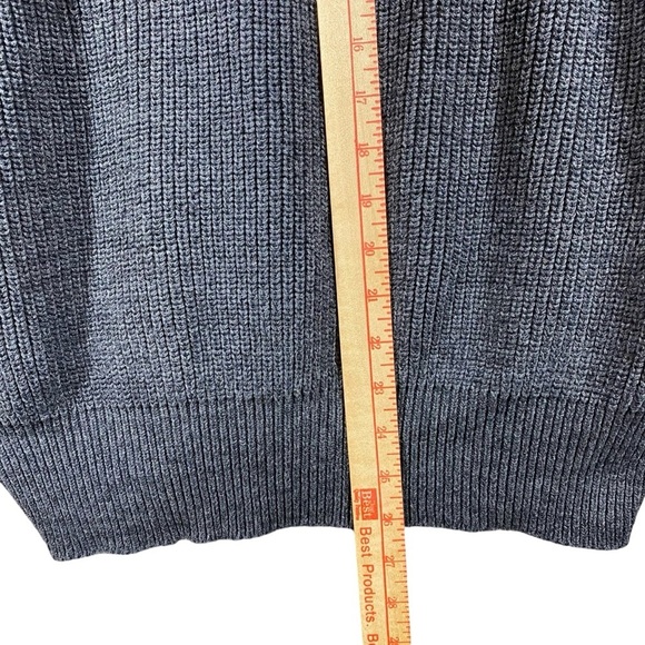 Alan Flusser Sweater Men XL 1/4 Zip Cotton Heather Gray High Neck Traditionalist - Picture 10 of 10